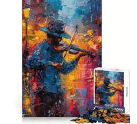 Musicien de Rue avec Violon Puzzle de 1000 pièces pour Adultes Jeu de logique mentale Anti-Stress Découpe Ferme 50x75cm