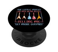 Musicien Humour Little Voices Tell Me Get More Guitars PopSockets PopGrip Adhésif