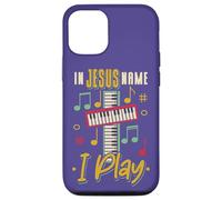 Musicien in Jesus Name I Play Piano Keyboard Christian Music Coque pour iPhone 12/12 Pro
