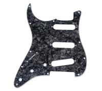 Musiclily 11 Trous Gaucher ST Pickguard SSS Guitare Plaque de Protection pour Guitare électrique Fender USA/Mexique Strat Standard Style Moderne, 4 Plis Perle Noire