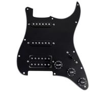 Musiclily 11 Trous SSH Pickguard Pre-assemblé ST Loaded Pickguard avec Micros Simple Bobinage Humbucker Set pour Guitare électrique Fender USA/Mexican Strat, Noir