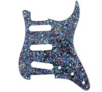 Musiclily 11 Trous SSS ST Pickguard Guitare Plaque de Protection pour Guitare électrique Fender USA/Mexique Strat Standard Style Moderne, 4 plis Coquille Abalone