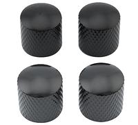 Musiclily 6mm Métrique Boutons de Potentiomètre Dôme en Acier pour Guitare Electrique Basse, Noir (Lot de 4)
