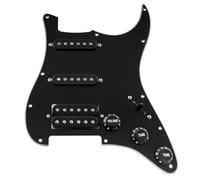 Musiclily Basic Alnico 5 Pickguard Pré-câblée HSS Loaded Pickguard avec Micros Single Coil Humbucker Set pour Fender Strat, 3Plis Noir