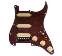 Musiclily Basic ST-HSS Pickguard Pré-câblée Plaque de Protection Complet avec Micros Céramique pour Guitare électrique Type Strat, 4 Plis Red Tortoise