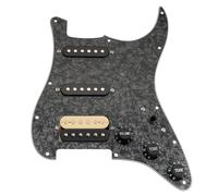 Musiclily Basic ST-HSS Pickguard Pré-câblée Plaque de Protection Complet avec Micros Céramique pour Guitare électrique Type Strat, 4 Plis Black Pearl
