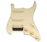Musiclily Basic ST-HSS Pickguard Pré-câblée Plaque de Protection Complet avec Micros Céramique pour Guitare électrique Type Strat, 3 Plis Crème