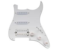 Musiclily Basic ST-SSH Pickguard Pré-câblé avecMicros Céramique 3plis Blanc | avec Simple Bobinage Humbucker Set ,pour Guitare électrique type Strat