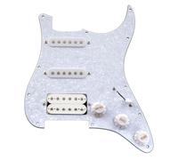 Musiclily Basic ST-SSH Pickguard Pré-câblé Micros Céramique White Pearl | avec Simple Bobinage Humbucker Set ,pour Guitare électrique type Strat