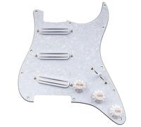 Musiclily Basic ST-SSS Pickguard Pré-câblé Mini Rail Humbucker White Pearl | Céramique,High Output, pour Guitare électrique type Strat