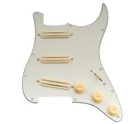 Musiclily Basic ST-SSS Pickguard Pré-câblée Plaque de Protection Complet avec Micros Humbucker Céramique Mini Rail pour Guitare électrique Type Strat, 3 Plis Aged White