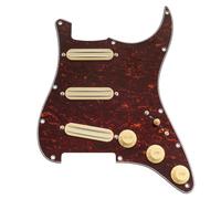 Musiclily Basic ST-SSS Pickguard Pré-câblée Plaque de Protection Complet avec Micros Humbucker Céramique Mini Rail pour Guitare électrique Type Strat, 4 Plis Red Tortoise