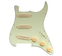 Musiclily Basic ST-SSS Pickguard Pré-câblée Plaque de Protection Complet avec Micros Humbucker Céramique Mini Rail pour Guitare électrique Type Strat, 3 Plis Mint Green