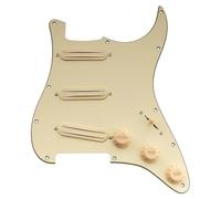 Musiclily Basic ST-SSS Pickguard Pré-câblée Plaque de Protection Complet avec Micros Humbucker Céramique Mini Rail pour Guitare électrique Type Strat, 3 Plis Crème
