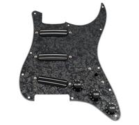 Musiclily Basic ST-SSS Pickguard Pré-câblée Plaque de Protection Complet avec Micros Humbucker Céramique Mini Rail pour Guitare électrique Type Strat, 4 Plis Black Pearl