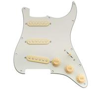 Musiclily Basic ST-SSS Pickguard Pré-câblée Plaque de Protection Complet avec Micros Simple Bobinage Céramique pour Guitare électrique Type Strat, 3 Plis Aged White