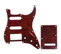 Musiclily HSS Set de Pickguard et Plaque Arrière pour Guitare électrique Fender USA/Mexique Strat Standard Type Moderne, 4 plis Rouge Tortoise