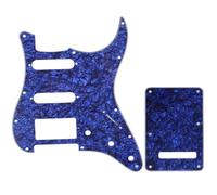 Musiclily HSS Set de Pickguard et Plaque Arrière pour Guitare électrique Fender USA/Mexique Strat Standard Type Moderne, 4 plis Perle Bleu