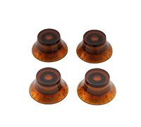 Musiclily Métrique 6mm Boutons Top Hat LP Bell Knobs pour Guitare électrique Style Les Paul, Amber avec Blanc Nombre (4 Pièces)
