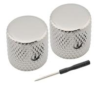 Musiclily Pro 1/4" Acier Boutons Dome Plat avec Vis de Fixation Raccord Universel Knobs pour Guitare électrique ou Basse, Nickel (Set de 2)