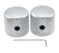 Musiclily Pro 1/4" Acier Fins Cannelé Boutons Dome avec Vis de Fixation Raccord Universel Knobs pour Guitare électrique ou Basse, Chrome (Set de 2)