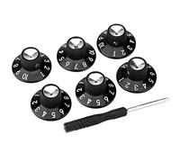 Musiclily Pro 1/4" Boutons Amplificateur Skirted Amp Knobs Noir Lot de 6 | Universel, pour Guitare Ampli et Pédale d'Effet