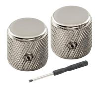 Musiclily Pro 1/4" Boutons Dome Plat Knobs Fixation par Vis Nickel Lot de 2 | Universel, Aluminium, pour Guitare électrique Fender Mexico Player Tele