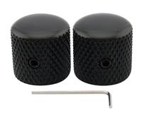 Musiclily Pro 1/4" Boutons Dome Plat Knobs Vis de Fixation Noir Lot de 2