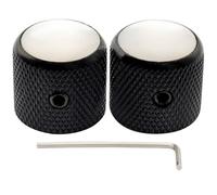 Musiclily Pro 1/4 Pouce Acier Boutons Dome Sommet Nacre avec Vis de Fixation Montage Universel Knobs pour Guitare électrique ou Basse, Noir (Set de 2)