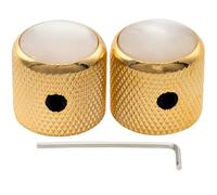 Musiclily Pro 1/4 Pouce Acier Boutons Dome Sommet Nacre avec Vis de Fixation Montage Universel Knobs pour Guitare électrique ou Basse, Doré (Set de 2)