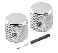 Musiclily Pro 1/4 Pouce Universel Guitare Bouton Dome Plat Knobs avec Vis Réglage pour Guitare électrique Fender Mexico Player Tele, Chrome (Lot de 2)