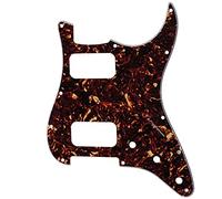 Musiclily Pro 11 Trous Angle Rond HH Pickguard ST Guitare Plaque de Protection pour Guitare électrique Fender USA/Mexique Standard Strat Style Moderne, 4 Plis Ecaille de Tortue