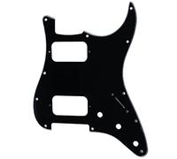 Musiclily Pro 11 Trous Angle Rond HH Pickguard ST Guitare Plaque de Protection pour Guitare électrique Fender USA/Mexique Standard Strat Style Moderne, 3 Plis Noir