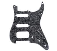 Musiclily Pro 11 Trous Angle Rond HSS Pickguard ST Guitare Plaque de Protection pour Guitare électrique USA/Mexique Strat Ouvert Micros Double Bobinage,4 plis Black Pearl