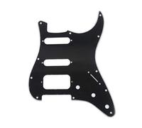 Musiclily Pro 11 Trous Angle Rond HSS Pickguard ST Guitare Plaque de Protection pour Guitare électrique USA/Mexique Strat Ouvert Micros Double Bobinage,3 plis Noir