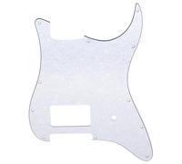 Musiclily Pro 11 Trous Humbucker Couvert Single et Fente Potentiomètre Pickguard pour Guitare électrique USA/Mexique Fender Tom Delonge Strat Style, 4 plis White Pearl
