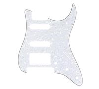 Musiclily Pro 11 Trous Moderne HSS ST Pickguard pour Guitare électrique Fender USA/Mexique Strat Floyd Bridge Cut, 3 plis White Pearl