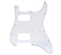 Musiclily Pro 11 Trous Pickguard ST HH 2 Pot Sans Capots 4 plis White Pearl | 2 Humbucker 2 Potentiomètres Découpe, pour Guitare électrique type Fender Squier Strat