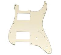 Musiclily Pro 11 Trous Pickguard ST HH Guitare Plaque de Protection avec 2 Humbucker Capot 2 Potentiomètres Découpe pour Guitare électrique type Fender Squier Strat, 3 plis Crème