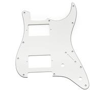 Musiclily Pro 11 Trous Pickguard ST HH Guitare Plaque de Protection avec 2 Humbucker Capot 2 Potentiomètres Découpe pour Guitare électrique type Fender Squier Strat, 3 plis Blanc