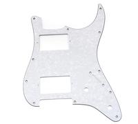 Musiclily Pro 11 Trous Pickguard ST HH Guitare Plaque de Protection avec 2 Humbucker Capot 2 Potentiomètres Découpe pour Guitare électrique type Fender Squier Strat, 4 plis White Pearl