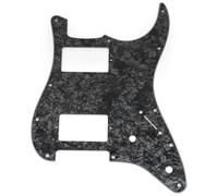 Musiclily Pro 11 Trous Pickguard ST HH Guitare Plaque de Protection avec 2 Humbucker Capot 2 Potentiomètres Découpe pour Guitare électrique type Fender Squier Strat, 4 plis Black Pearl