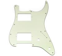 Musiclily Pro 11 Trous Pickguard ST HH Guitare Plaque de Protection avec 2 Humbucker Capot 2 Potentiomètres Découpe pour Guitare électrique type Fender Squier Strat, 3 plis Mint Green