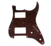 Musiclily Pro 11 Trous Pickguard ST HH Guitare Plaque de Protection avec 2 Humbucker Capot 2 Potentiomètres Découpe pour Guitare électrique type Fender Squier Strat, 4 plis Red Tortoise
