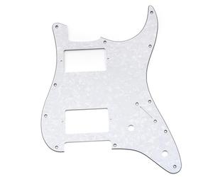 Musiclily Pro 11 Trous Pickguard ST HH Guitare Plaque de Protection avec 2 Humbucker Capot 2 Potentiomètres Découpe pour Guitare électrique type Fender Squier Strat, 4 plis White Pearl