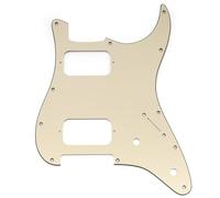 Musiclily Pro 11 Trous Pickguard ST HH Guitare Plaque de Protection avec Angle Rond 2 Humbucker sans Capot 2 Potentiomètres Découpe pour Guitare électrique type Fender Squier Strat, 3 plis Crème