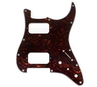 Musiclily Pro 11 Trous Pickguard ST HH Plaque de Protection avec Angle Rond 2 Humbucker Capot 2 Potentiomètres Mini Switch Découpe pour Guitare électrique Fender Squier Strat, 4 plis Red Tortoise