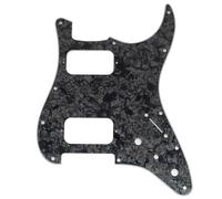 Musiclily Pro 11 Trous Pickguard ST HH Plaque de Protection avec Angle Rond 2 Humbucker Capot 2 Potentiomètres Mini Switch Découpe pour Guitare électrique type Fender Squier Strat, 4 plis Black Pearl