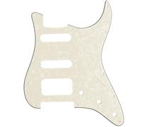 Musiclily Pro 11 Trous Round Corner Guitare Strat Pickguard pour USA/Mexique Stratocaster 3 Trous de Vissage Ouvert Micro Humbucker, 4 Plis Parchment Pearl