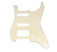 Musiclily Pro 11 Trous Round Corner Pickguard pour USA/Mexique Guitare électrique Style Strat Micro Humbucker Ouvert, 3 Plis Crème